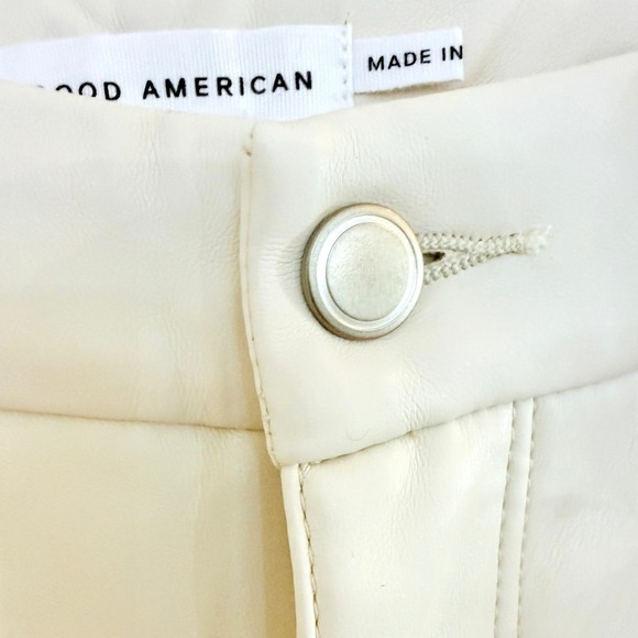 GOOD AMERICAN Better Than Leather Good Icon Pants Bone Cream Size 8 Faux - Picture 15 of 16